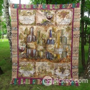 Vintage Wine Time Quilt Blanket Aa22  Quilt